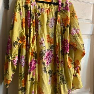 Floral Yellow Button-Up Blouse